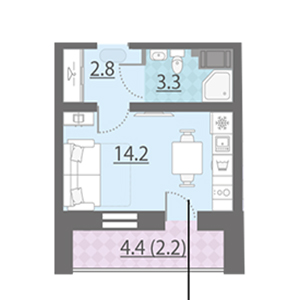 Студия, 25.9 м² — ЖК ЖК Цветной город