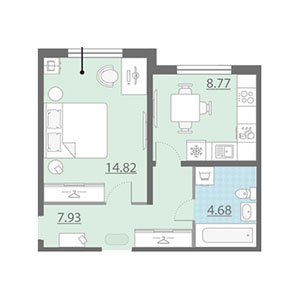 1-комнатная, 39.9 м² — ЖК ЖК Новая охта