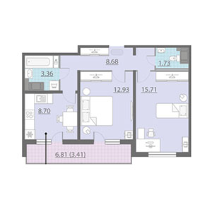 2-комнатная, 54.5 м² — ЖК ЖК Шуваловский