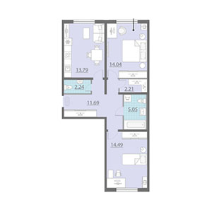 2-комнатная, 63.5 м² — ЖК ЖК Шуваловский