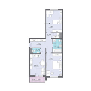 2-комнатная, 66.4 м² — ЖК ЖК Шуваловский