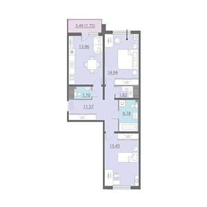 2-комнатная, 67.4 м² — ЖК ЖК Шуваловский