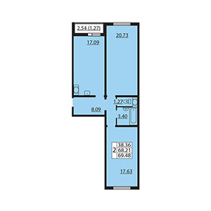2-комнатная, 69.5 м² — ЖК ЖК Шуваловский