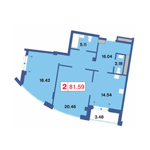 2-комнатная, 81.6 м² — ЖК ЖК Три ветра
