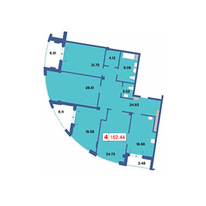 4-комнатная, 163.9 м² — ЖК ЖК Три ветра