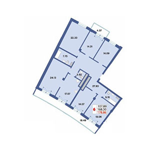 4-комнатная, 176.4 м² — ЖК ЖК Три ветра
