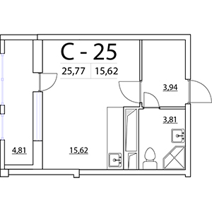 Студия, 25.77 м² — ЖК ЖК Нью Тайм (New Time)