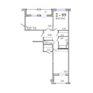 2-комнатная, 89.85 м² — ЖК ЖК Фамилия