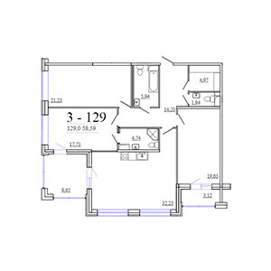 3-комнатная, 129 м² — ЖК ЖК Фамилия