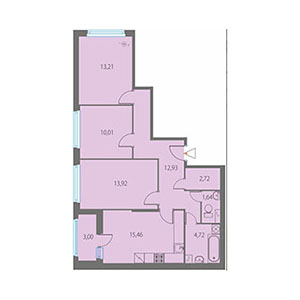 3-комнатная, 76.37 м² — ЖК ЖК Клубный дом Джи 9 (Клубный дом G9)