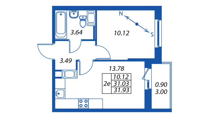 1-комнатная, 31 м² — ЖК ЖК ПаркЛэнд