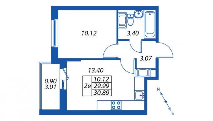 2-комнатная, 29 м² — ЖК ЖК ПаркЛэнд