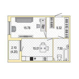 1-комнатная, 49 м² — ЖК ЖК Новый лиговский