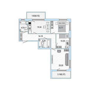 3-комнатная, 87 м² — ЖК ЖК Жемчужная гавань