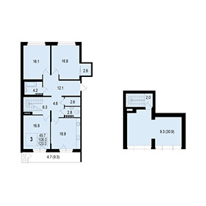 3-комнатная, 119 м² — ЖК ЖК Жемчужный берег