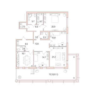 4-комнатная, 157 м² — ЖК ЖК Жемчужный берег
