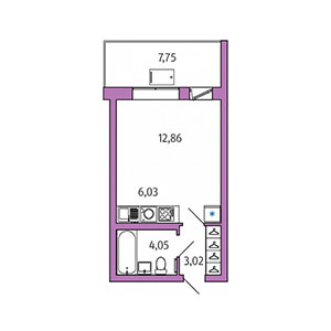 Студия, 34.84 м² — ЖК ЖК Юттери