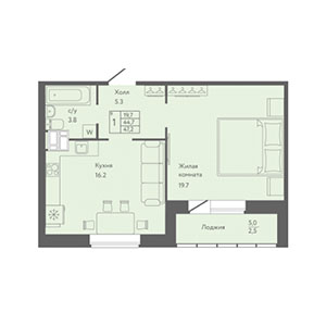1-комнатная, 47.2 м² — ЖК ЖК Новый лиговский