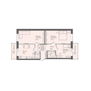 3-комнатная, 93.5 м² — ЖК ЖК Новый лиговский