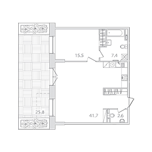 2-комнатная, 74.9 м² — ЖК ЖК Лайф Приморский