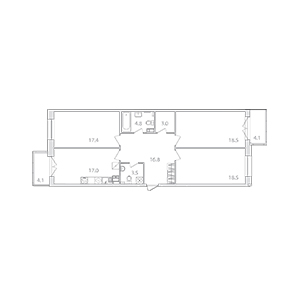 3-комнатная, 101.9 м² — ЖК ЖК Лайф Приморский