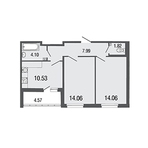 2-комнатная, 51.1 м² — ЖК ЖК ЭкоСити