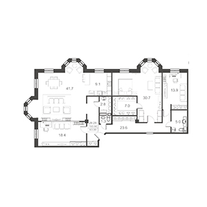 3-комнатная, 154 м² — ЖК ЖК Артхаус
