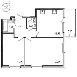 1-комнатная, 65.17 м² — ЖК ЖК ТАРМО