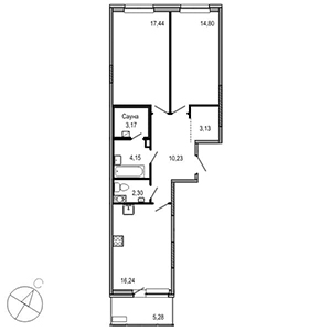 2-комнатная, 71.46 м² — ЖК ЖК ТАРМО