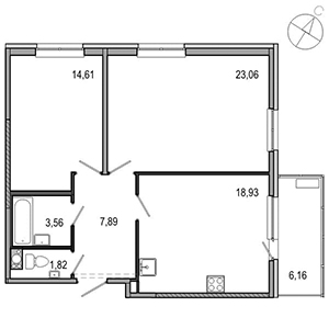 3-комнатная, 69.48 м² — ЖК ЖК ТАРМО