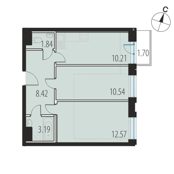 2-комнатная, 47 м² — ЖК ЖК Инкери