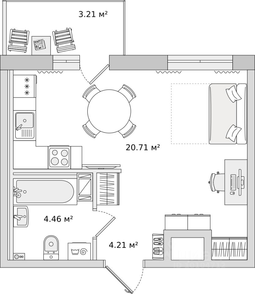 Студия, 32.59 м² — ЖК ЖК Чёрная Речка