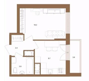 1-комнатная, 33 м² — ЖК ЖК Магеллан