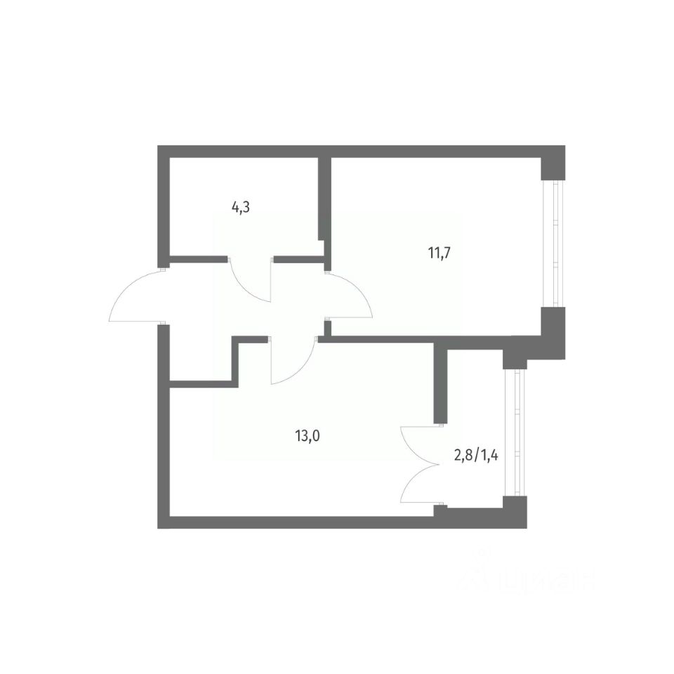 1-комнатная, 34.8 м² — ЖК ЖК НьюПитер (NEWПИТЕР)