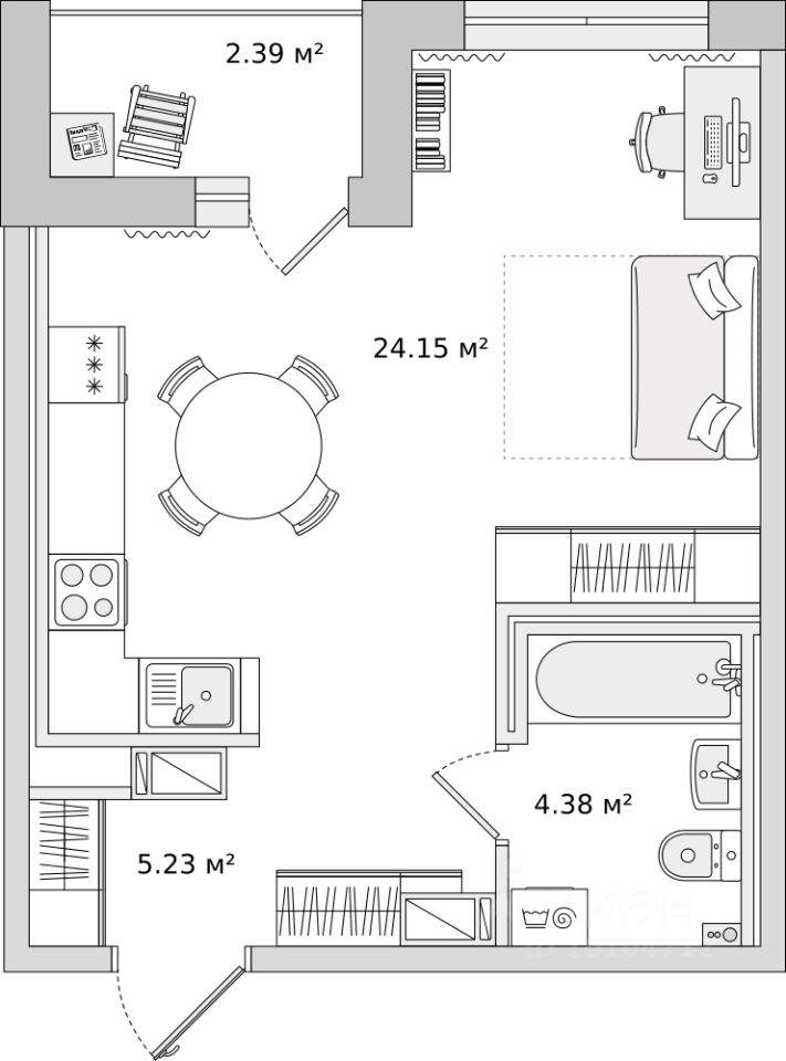 Студия, 36.15 м² — ЖК ЖК Чёрная Речка