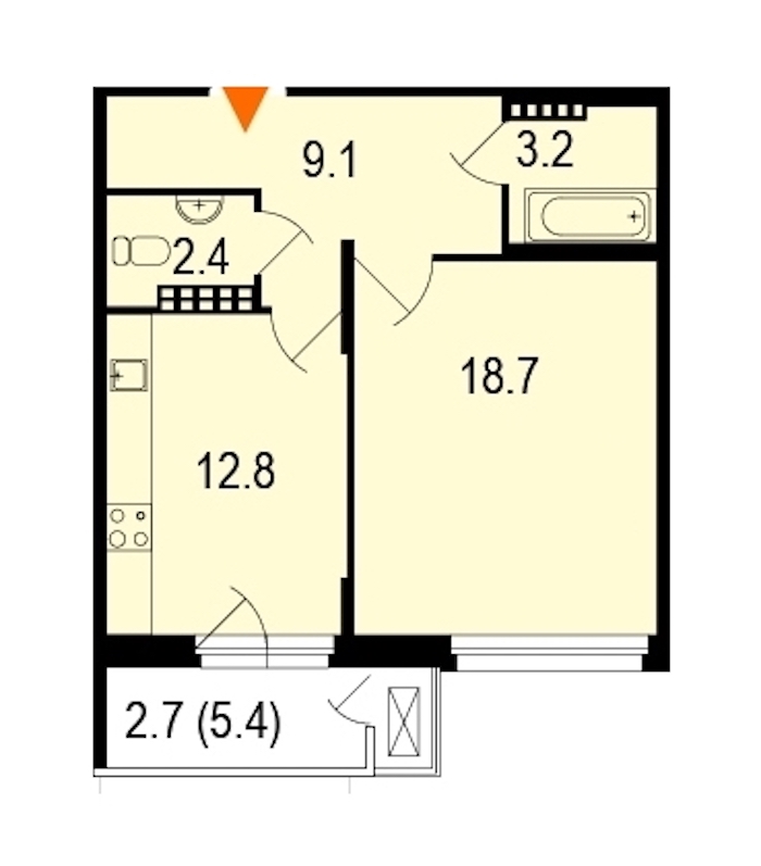1-комнатная, 50 м² — ЖК ЖК Жемчужный берег