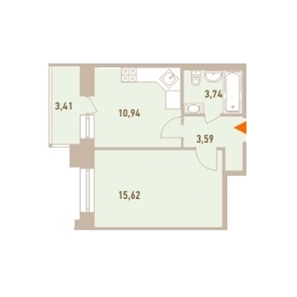 1-комнатная, 35 м² — ЖК ЖК Новый Лесснер