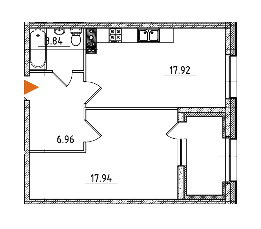 1-комнатная, 49 м² — ЖК ЖК Петровская доминанта