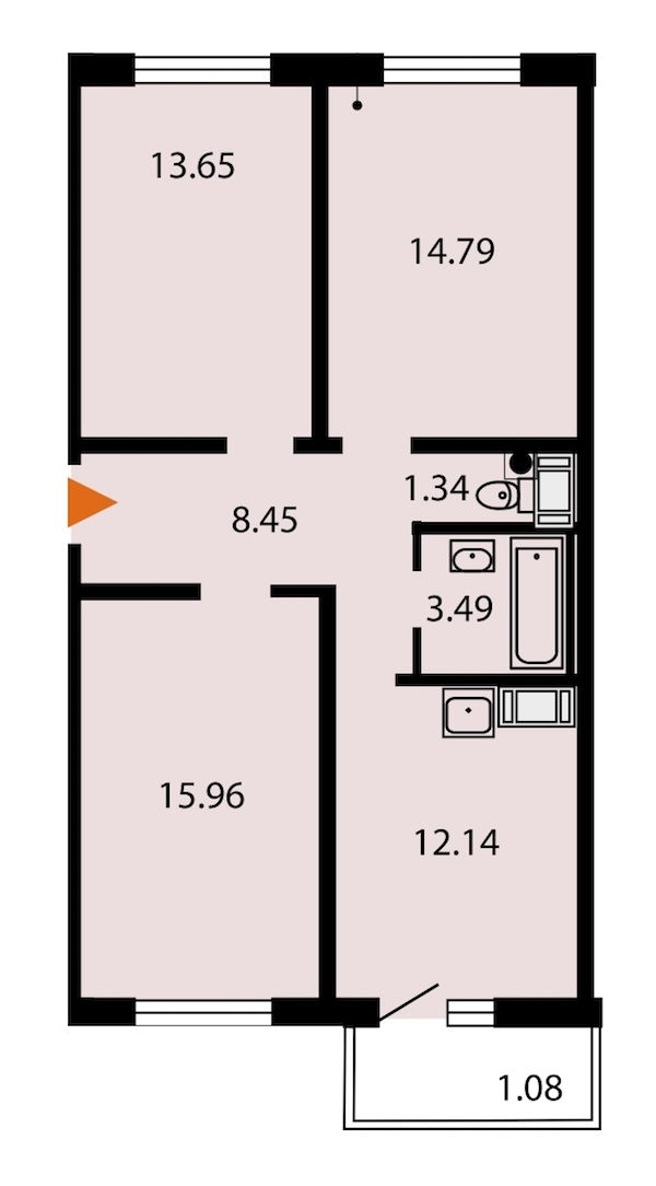 3-комнатная, 71 м² — ЖК ЖК Звездный дуэт