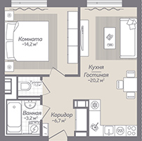 1-комнатная, 46 м² — ЖК ЖК Коллонтай, 2