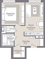 1-комнатная, 45 м² — ЖК ЖК Коллонтай, 2