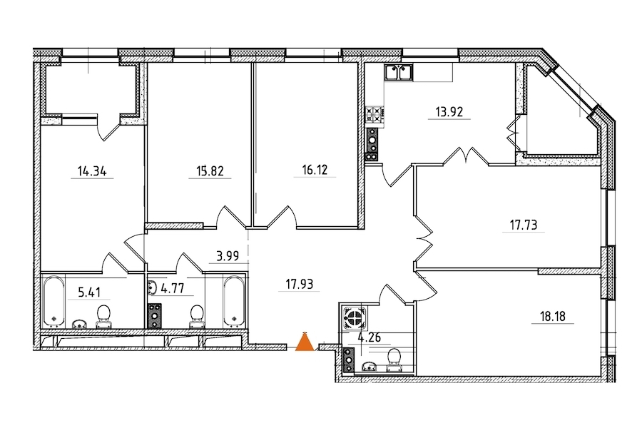 3-комнатная, 155 м² — ЖК ЖК Петровская доминанта