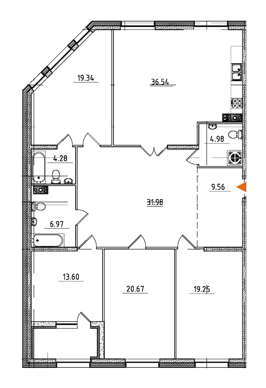 4-комнатная, 170 м² — ЖК ЖК Петровская доминанта