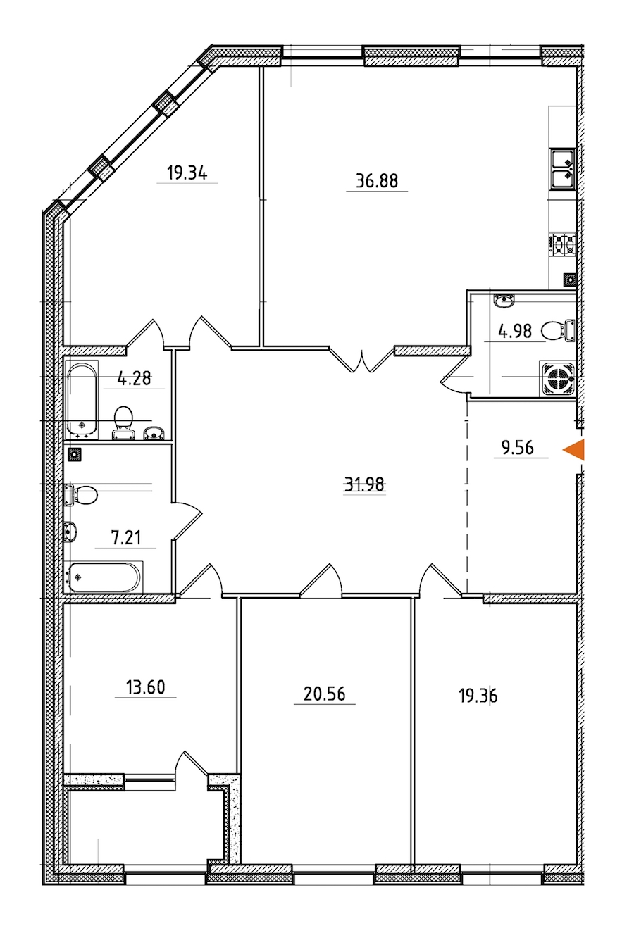 4-комнатная, 170 м² — ЖК ЖК Петровская доминанта