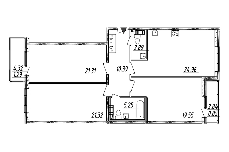 3-комнатная, 108 м² — ЖК ЖК Nobelius (Нобелиус)