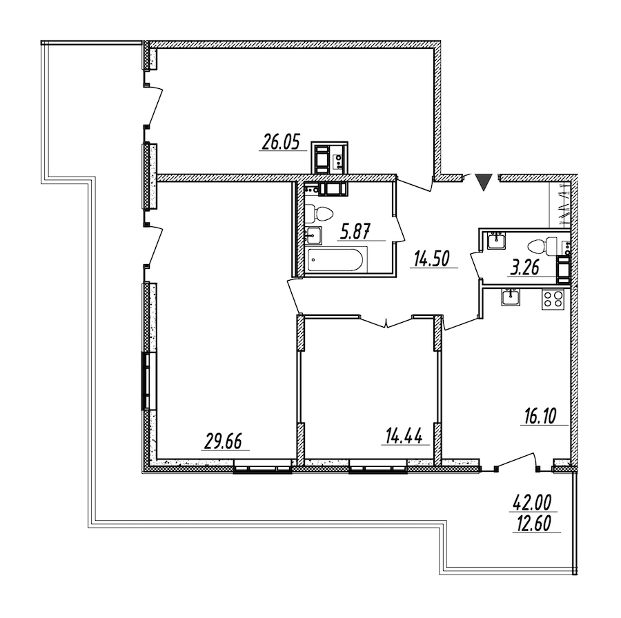 3-комнатная, 122 м² — ЖК ЖК Nobelius (Нобелиус)
