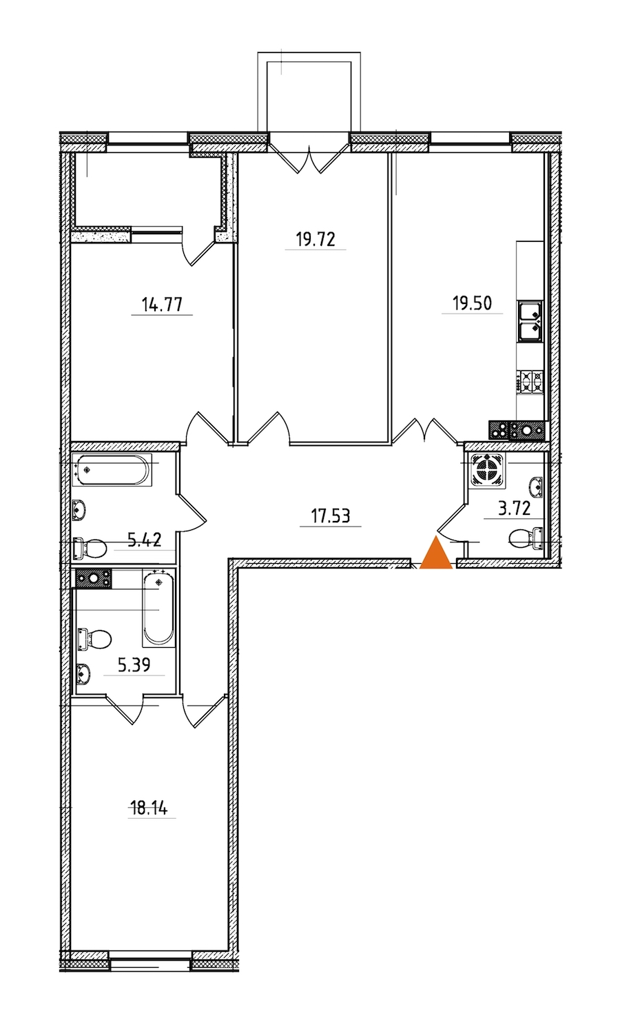 3-комнатная, 107 м² — ЖК ЖК Петровская доминанта
