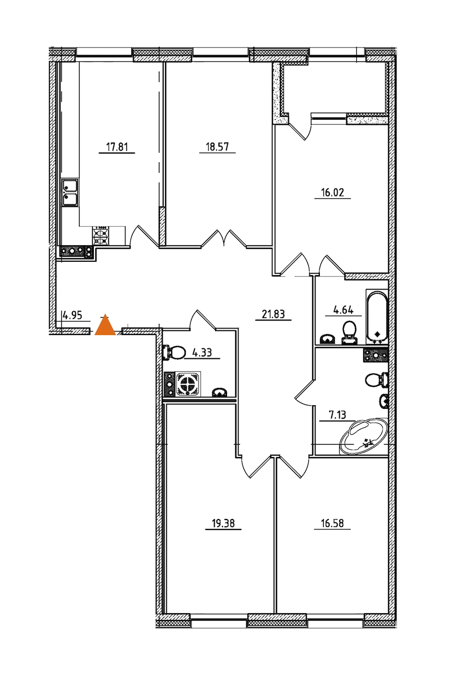 4-комнатная, 134 м² — ЖК ЖК Петровская доминанта