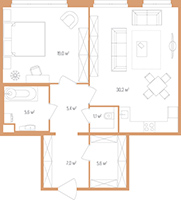 1-комнатная, 74 м² — ЖК Дом на улице Нижне-Каменская