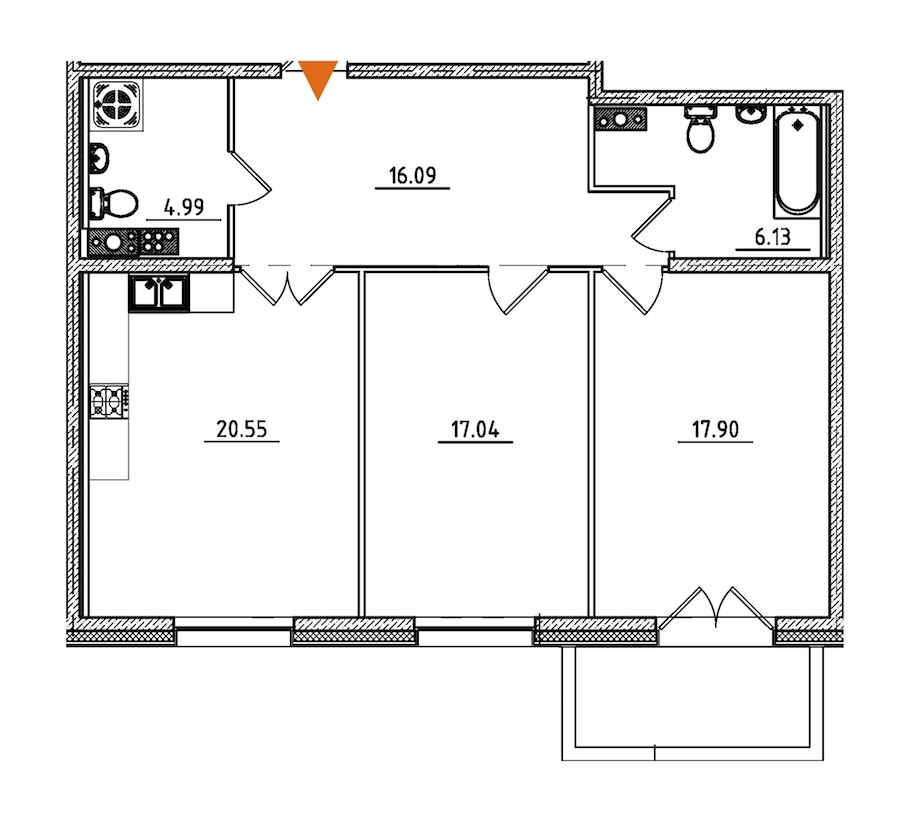 2-комнатная, 84 м² — ЖК ЖК Петровская доминанта